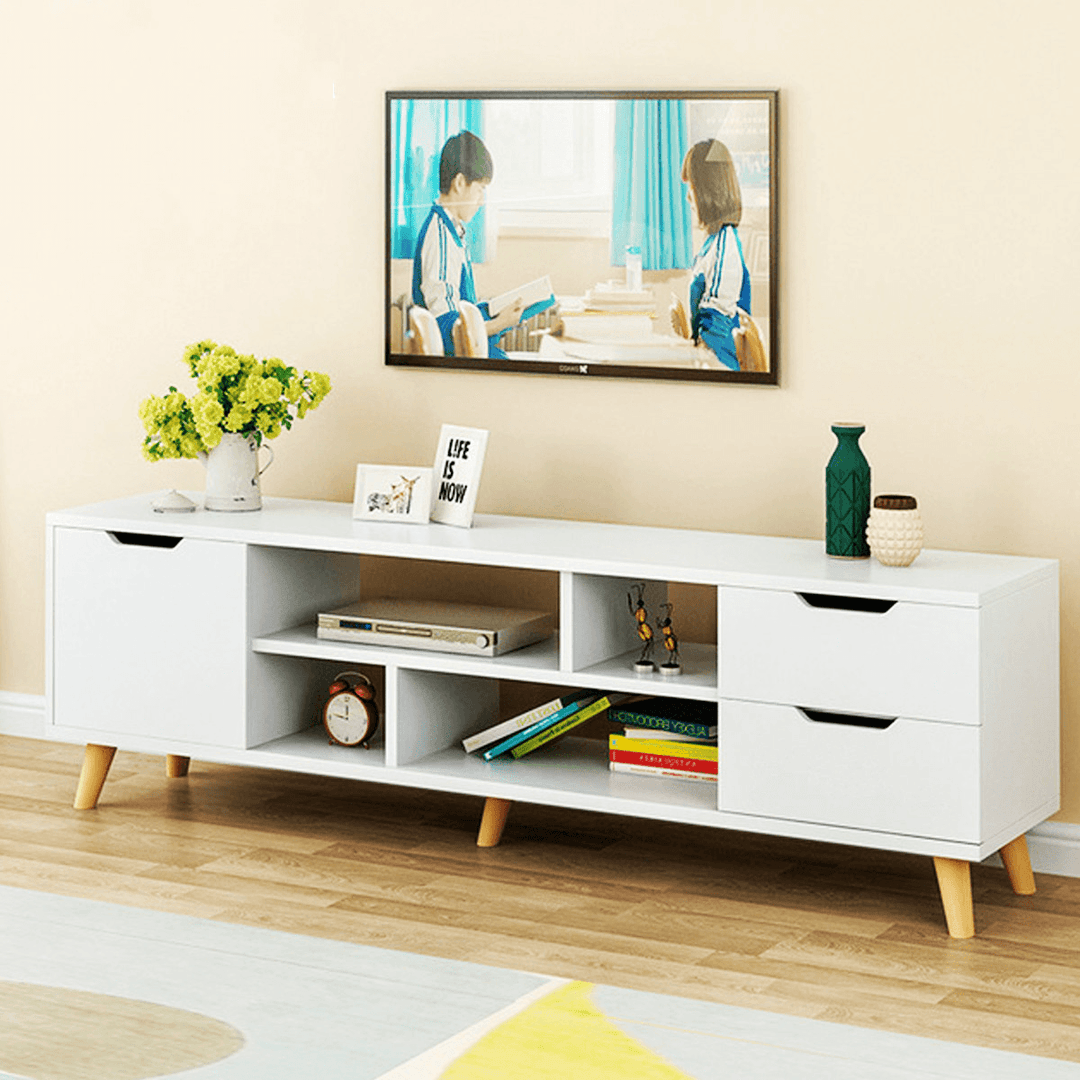 TV Stand for Tvs 40'' to 45'' with 4 Open Shelves Storage TV Console Cabinet in Living Room Bedroom Storage Supplies