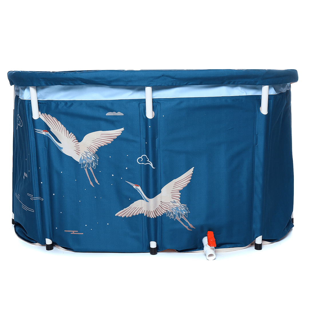 Bathtub Water Tub Folding Indoor Outdoor Portable Adult Spa Bath Bucket Blue