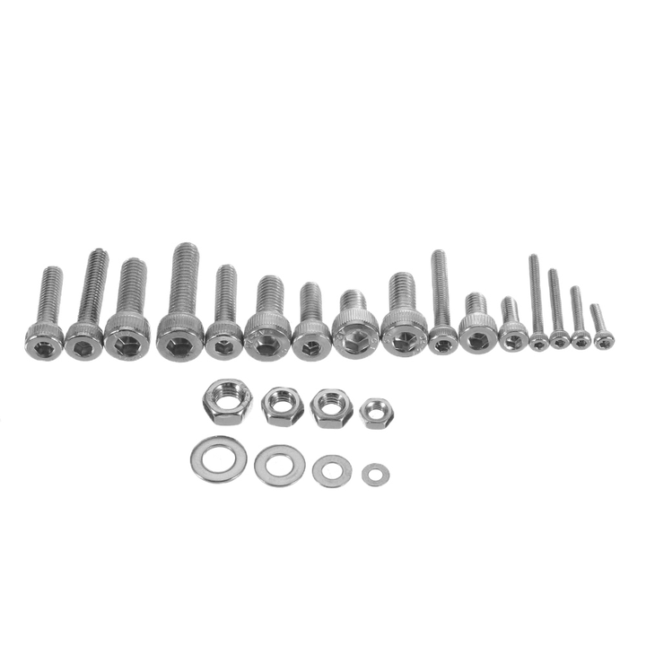 Suleve MXSH7 1220Pcs Stainless Steel Hex Socket Cap Head Screws Bolt Nuts Washers Assortment Kit M2 M3 M4 M5