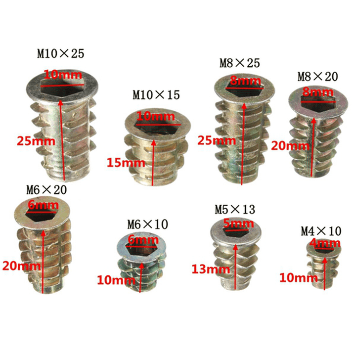 M4 M5 M6 M8 M10 Threaded Type D Wood Insert Nuts Alloy