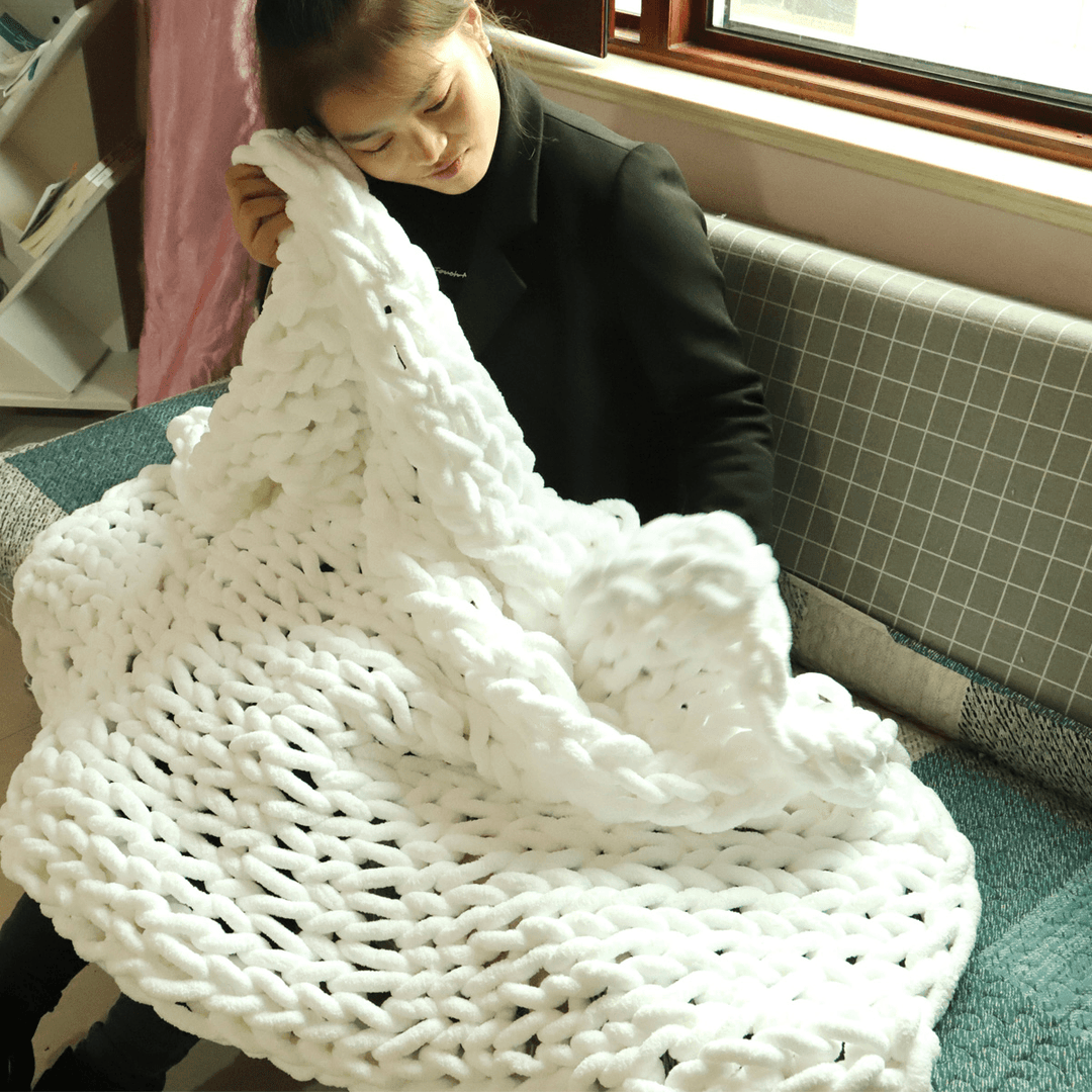 100X120Cm Handmade Knitted Blanket Cotton Soft Washable Lint-Free Throw Blankets