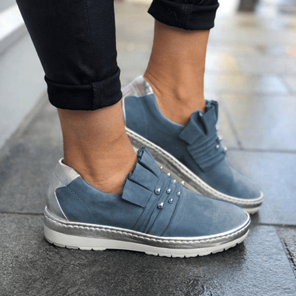 Women Casual Metal Comfy Slip on Platform Loafers