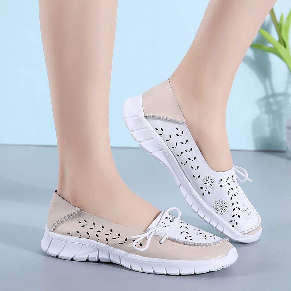 Women Stricing Flowers Hollow Sports Non Slip Casual Loafers