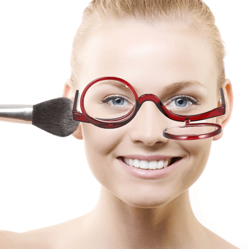 Unisex Flip-Up round Frame Reading Glasses Makeup Glasses