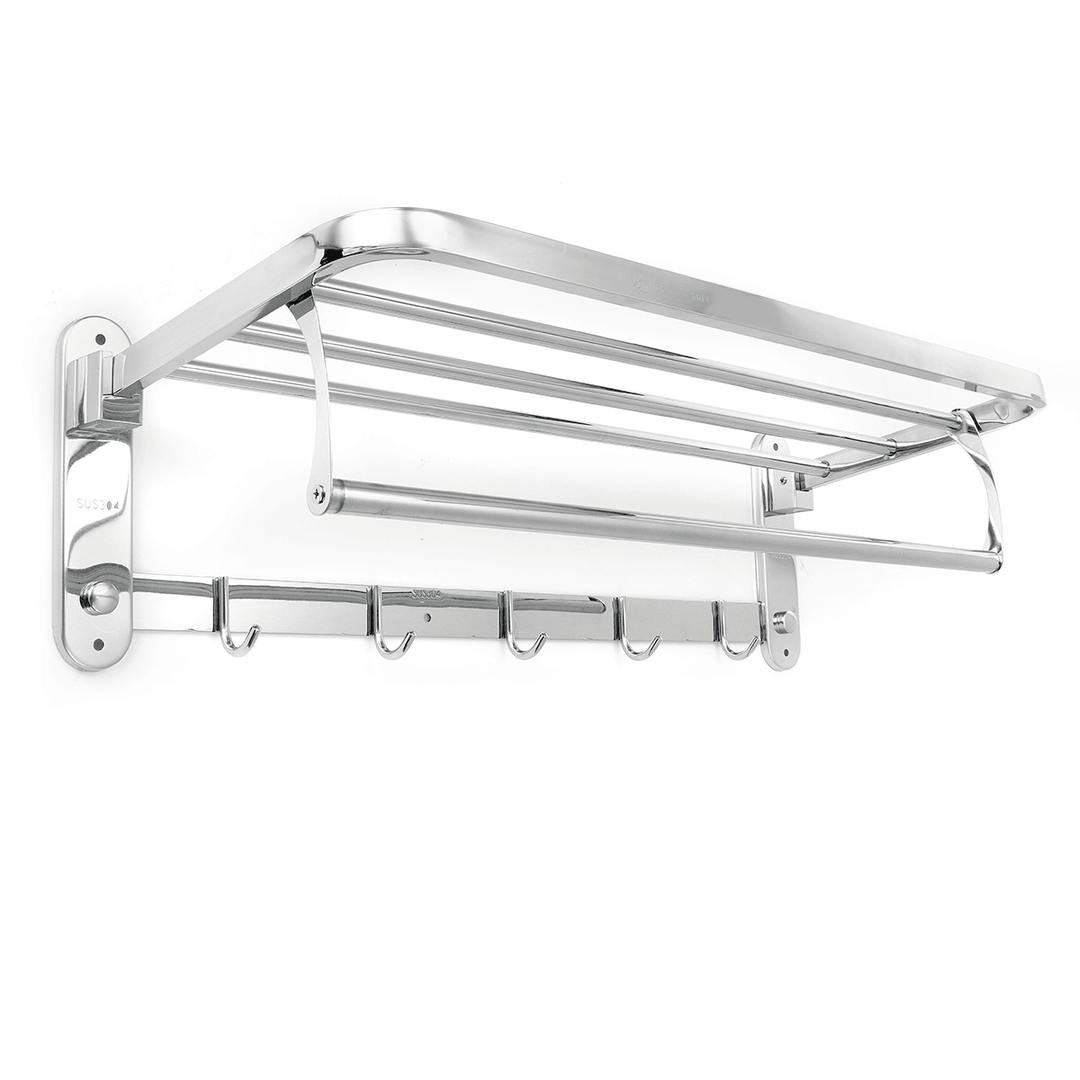 Bakeey 304 Stainless Steel Perforated Towel Rack Double Rod Shelf Strong Bearing Capacity for Home Hotel