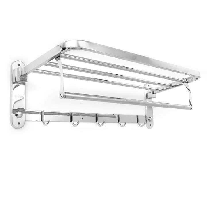 Bakeey 304 Stainless Steel Perforated Towel Rack Double Rod Shelf Strong Bearing Capacity for Home Hotel