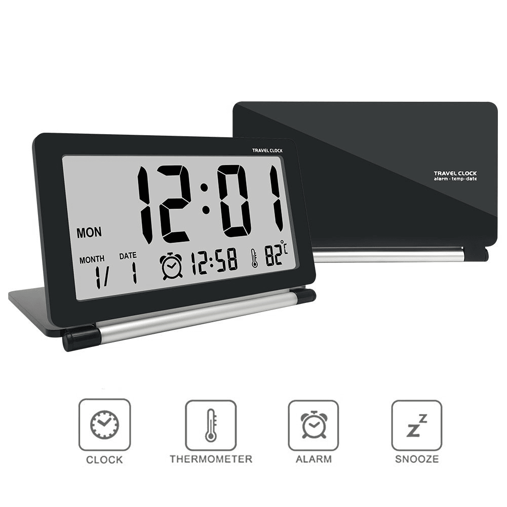 DC-11 Electronic Travel Alarm Clock Folding Desk Clock with Temperature Date Time Calendar