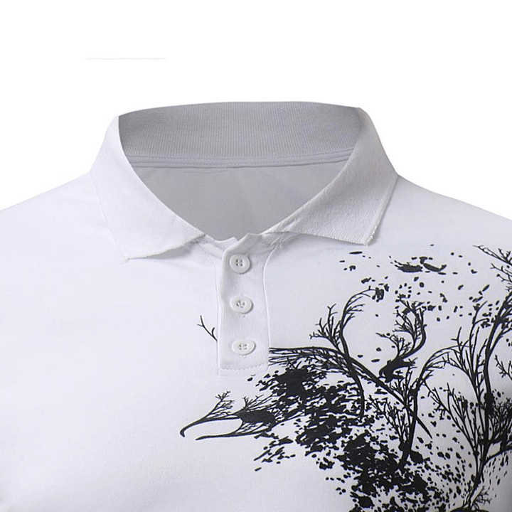 Men'S Classic Black White Printing Short-Sleeved Golf Shirt