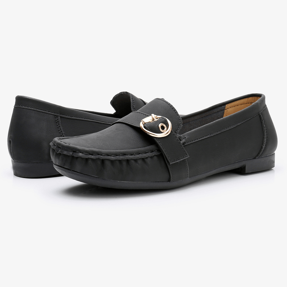 Women Soft Sole Metal Buckle Slip on Casual Daily Flats