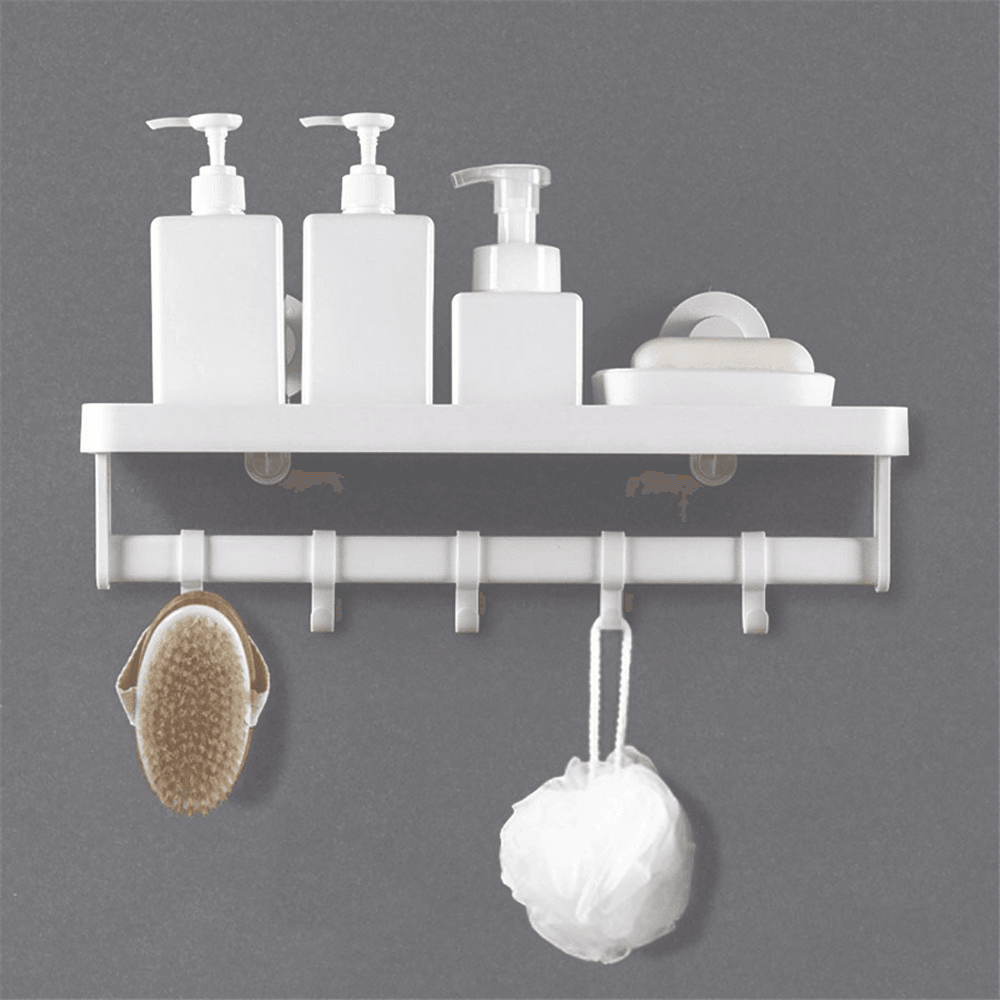 ABS No Drilling Storage Holder Towel Rack Bathroom Organizer Shelf