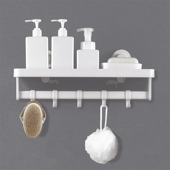 ABS No Drilling Storage Holder Towel Rack Bathroom Organizer Shelf