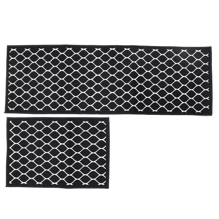 2PCS Carvapet Non-Slip Kitchen Mat Rubber Backing Doormat Runner Rug Set - MRSLM