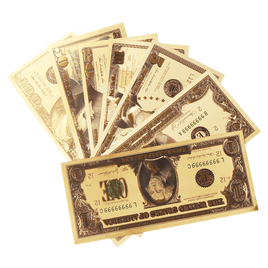 1 Set USD Dollar Gold Foil Golden Paper Money Currency Coin Collection Commemorative Banknote Craft