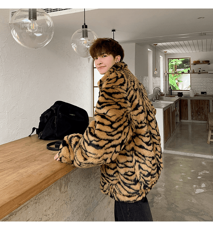 American Retro Tooling Jacket Loose Furry Faux Fur