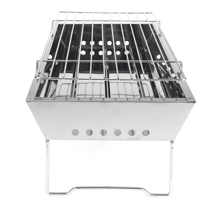 45X24X7.5Cm Stainless Steel Grill Outdoor Stainless Barbecue Portable Camping Barbecue Grill Multifunction Wood Stove