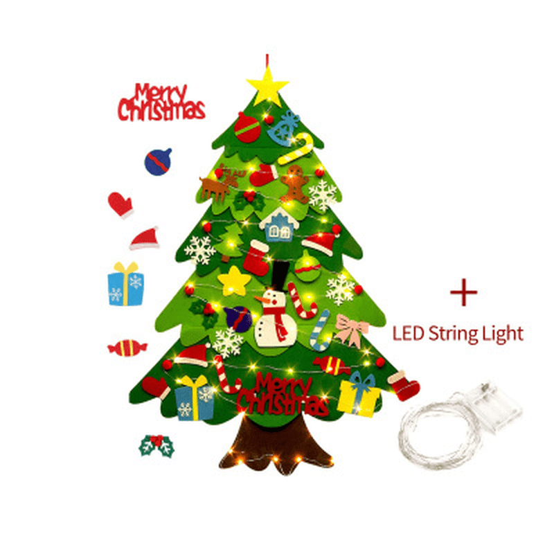 2020 Christmas Decor DIY Felt Christmas Tree for Home New Year Gifts Christmas Ornaments Santa Claus LED Xmas Tree