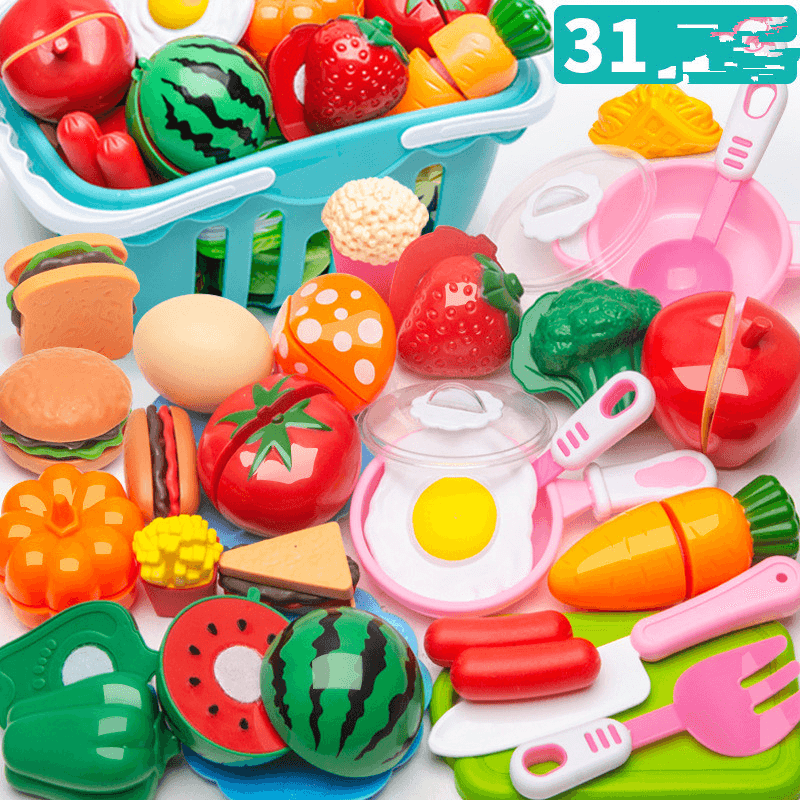 Children'S Cut Fruit and Vegetable Cake Pizza Cut Happy House Boys and Girls Kitchen Table Toy Set