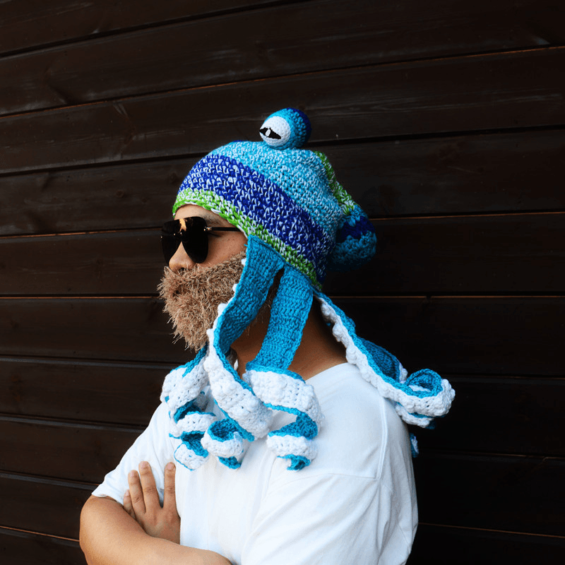 Octopus Hat Octopus Knitted Wool Hat plus Beard