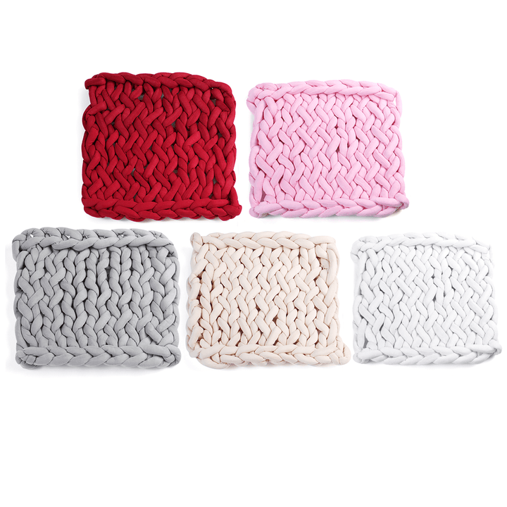 50 X 50Cm Handmade Knitted Blanket Cotton Soft Washable Lint-Free Throw Multicolored Thick Thread Blankets