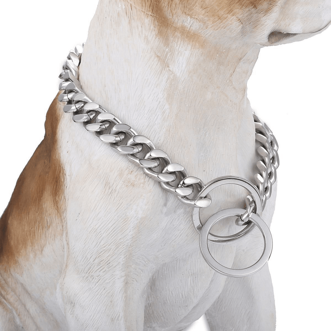 13Mm Silver Cut Curb Cuban Link Stainless Steel Dog Chain Pet Collar