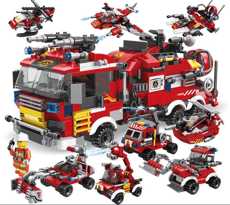 Puzzle Assembling Building Blocks 8 in 1 City Fire Truck