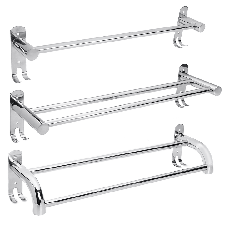 50Cm Stainless Steel Bath Shelf Wall Mounted Towel Rail Rack Single Double Shelf for Bathroom Storage