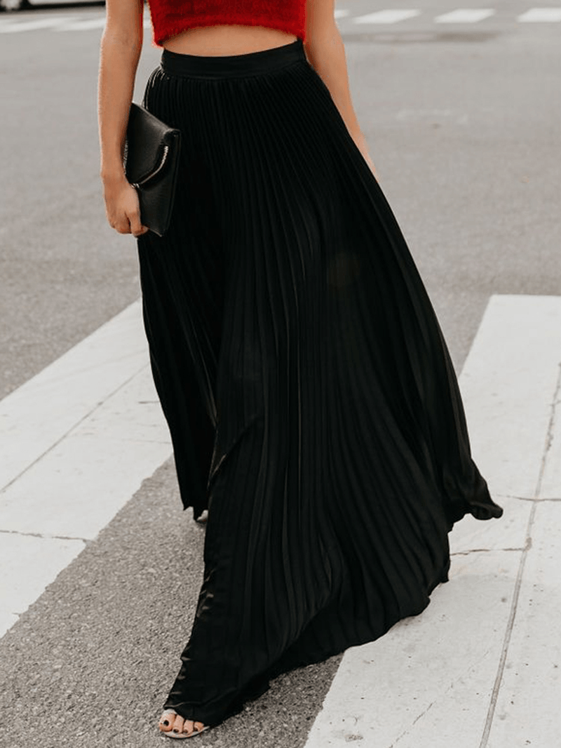 Boho Elastic Waist Pleated Skirts