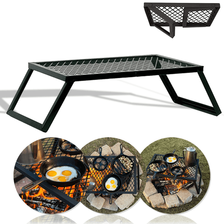 Portable Folding Campfire Grill Grate Camping BBQ Cooking Open over Fire Outdoor Folding Garden Furniture