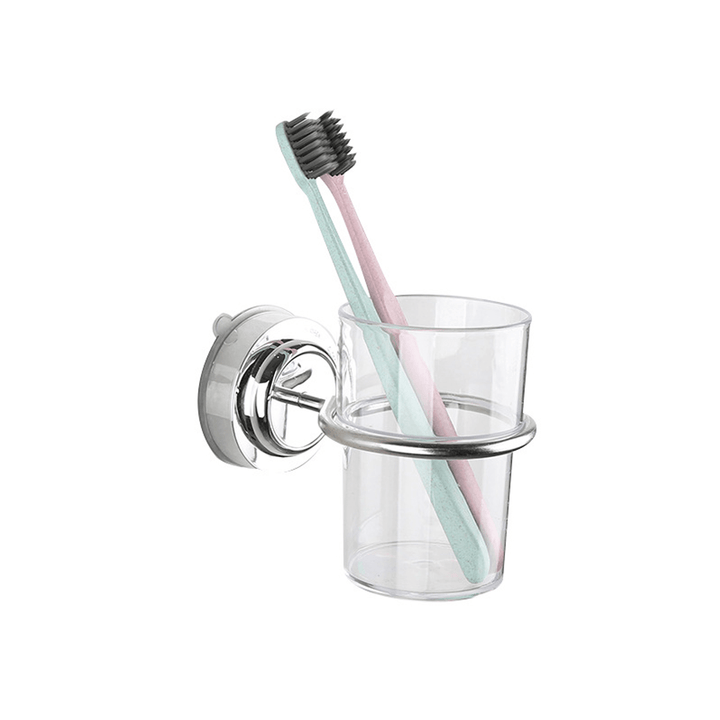 304 Stainless Steel Suction Cup Toothbrush Tumbler Holder Bathroom Cup Holder