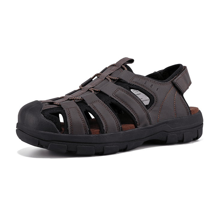 Men Cowhide Leather Breathable Soft Bottom Non Slip Comfy Casual Outdoor Sandals