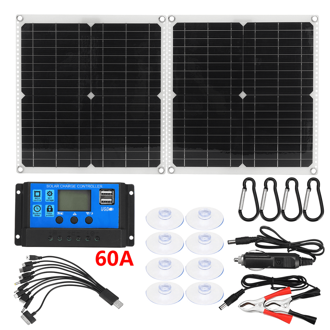 50W Foldable Solar Charging Panel 30-100A LCD Controller Solar Battery Charger Charging Kits - MRSLM