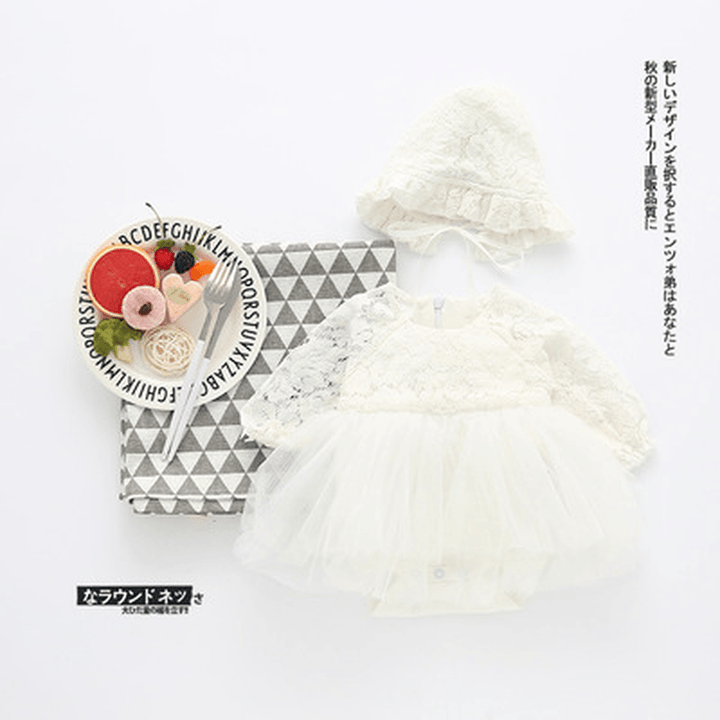 Qz7013 on Behalf of One Generation Ins Infant Explosion Lace Dress with Hat Gauze Dress.