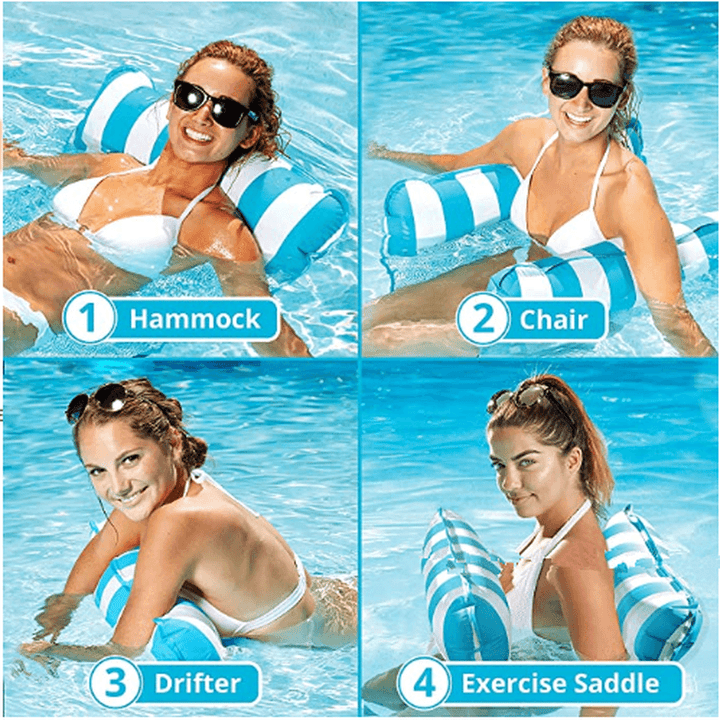 Foldable Summer Water Hammock Recliner Inflatable Floating Air Mattress Swimming Pool Water Sports Lounge Bed with Pump