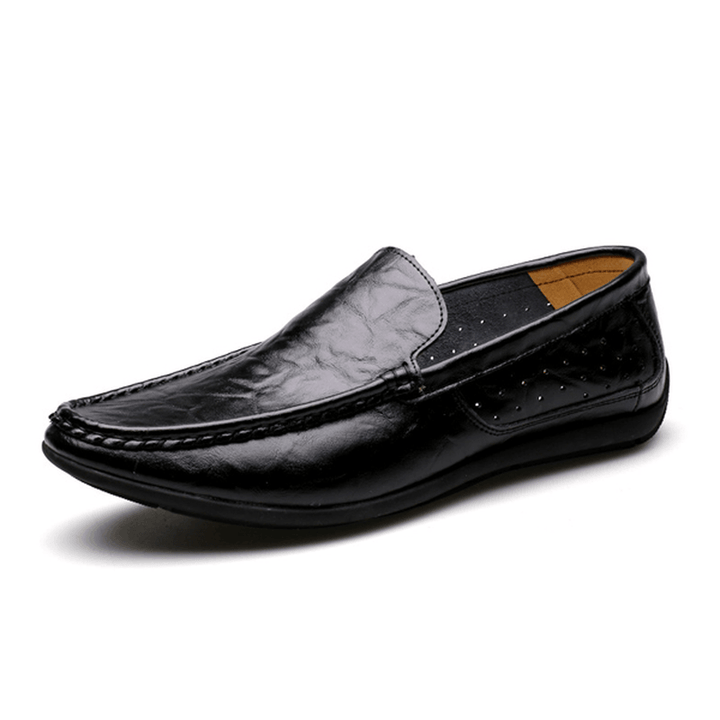 New Men Casual Outdoor Soft Comfortable Leather Slip on Flats Loafers Shoes