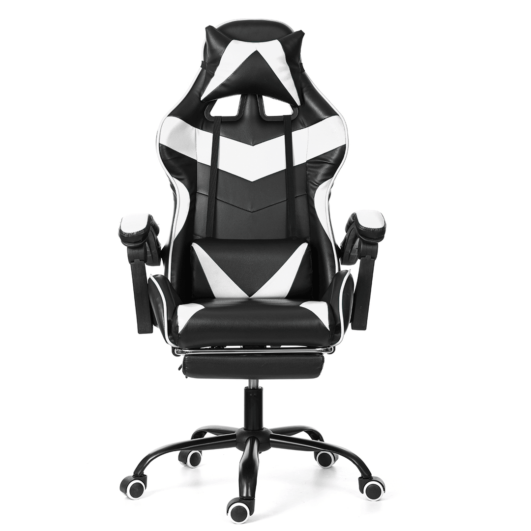 Ergonomic High Back Racing Chair Reclining Office Chair Adjustable Height Rotating Lift Chair PU Leather Gaming Chair Laptop Desk Chair with Footrest - MRSLM