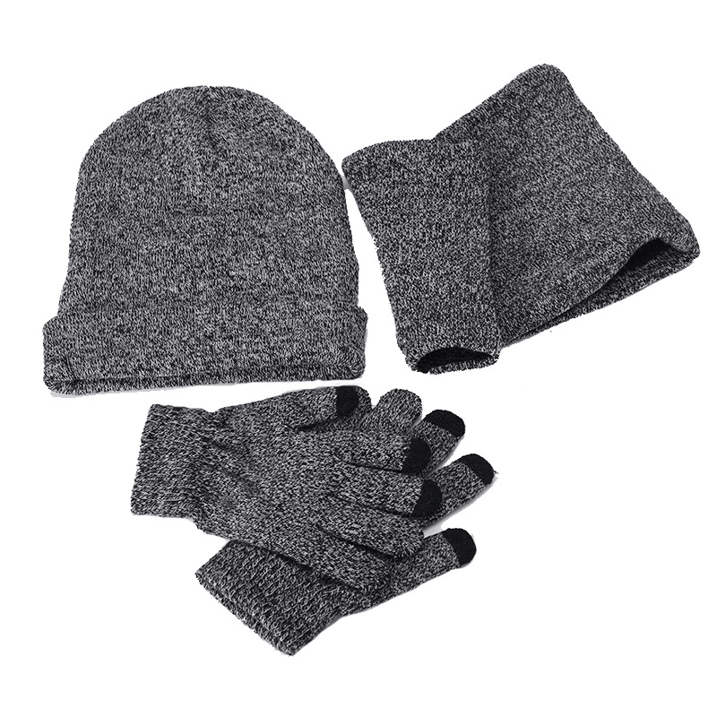 Men Women Winter Knit Hat Scarf Gloves Set - MRSLM