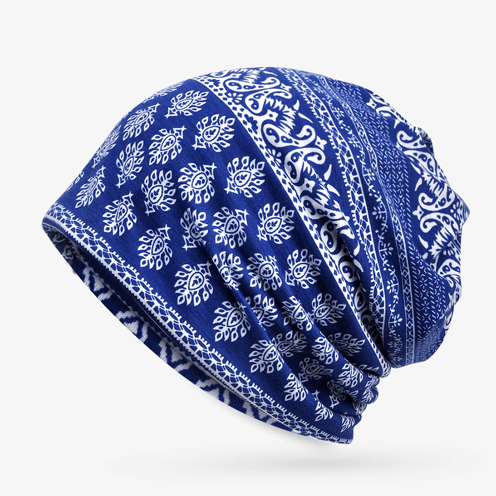 Ethnic Printting Beanie Hats Scarf Cotton Double Use Turban