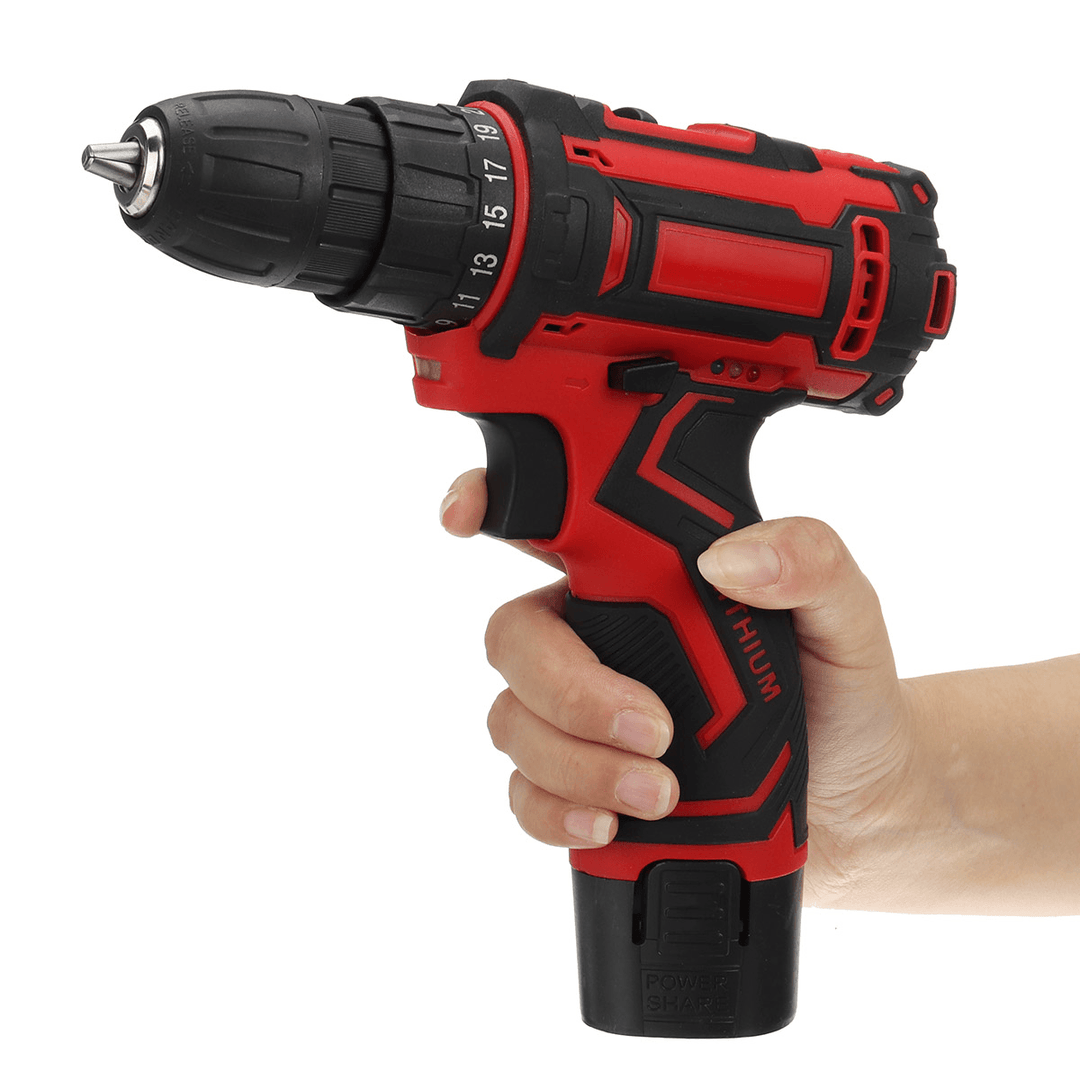 12V 300W 2 Speed Cordless Drill Driver 25+1 Torque 1350 RPM 10Mm Electric Screwdriver W/ 1/2 Battery