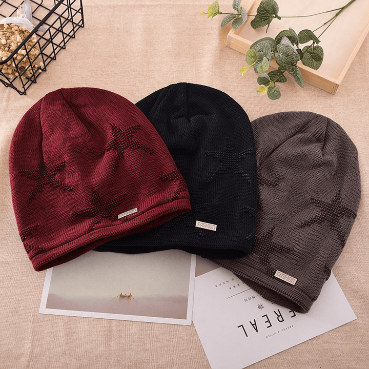 Men'S Knitted Woolen Thick Warm Toe Cap Sports Cap