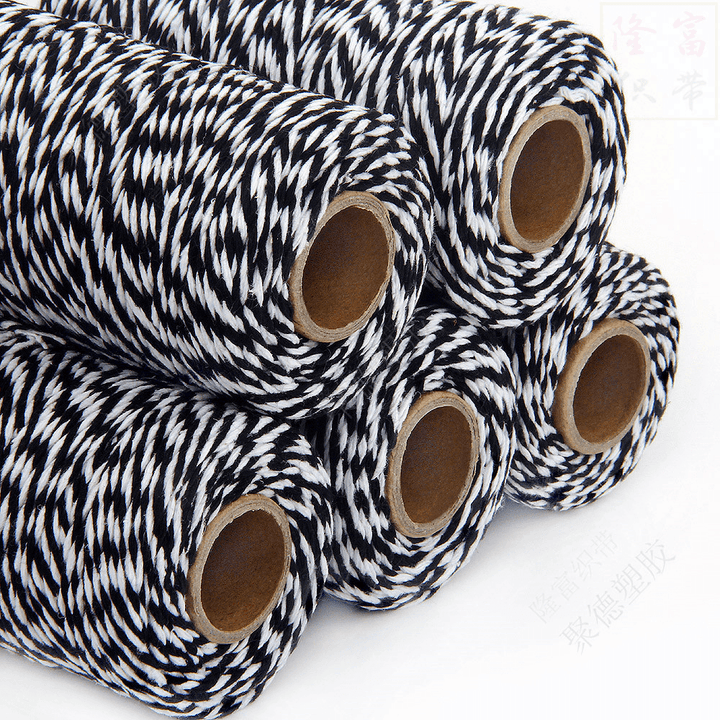 2Mm 100M Two-Tone Cotton Rope DIY Handcraft Materials Cotton Twisted Rope Gift Decor Rope Brush