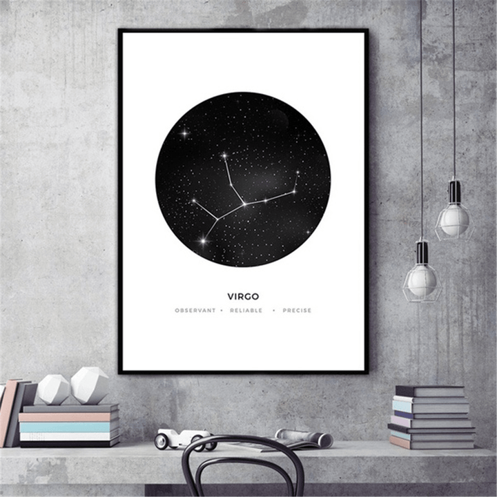 30X40Cm Constellation Art Canvas Posters Geometric Astrology Painting Wall Paper