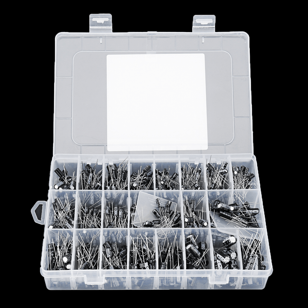 500PCS Electrolytic Capacitor Assortment Box Kit 0.1UF-1000UF 16V-50V 24 Values