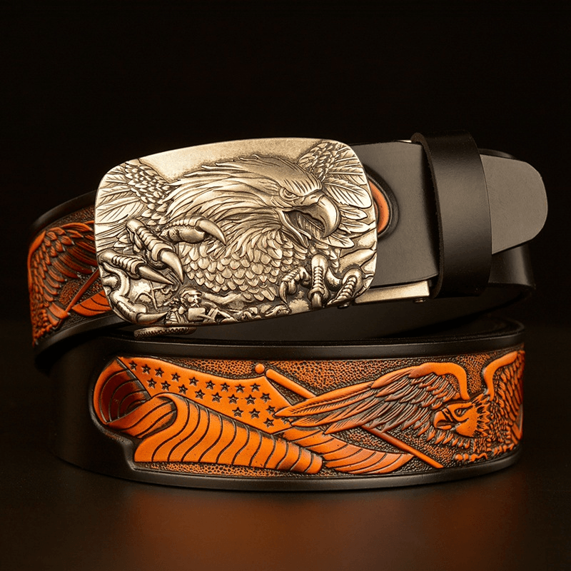 Fashion Temperament Eagle Head Automatic Buckle Men'S Belt