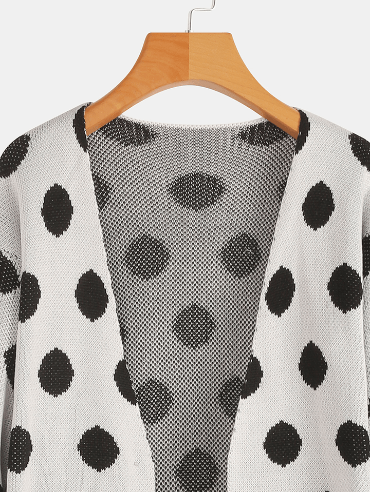 Women Long Sleeve Polka Dot Print Cardigans