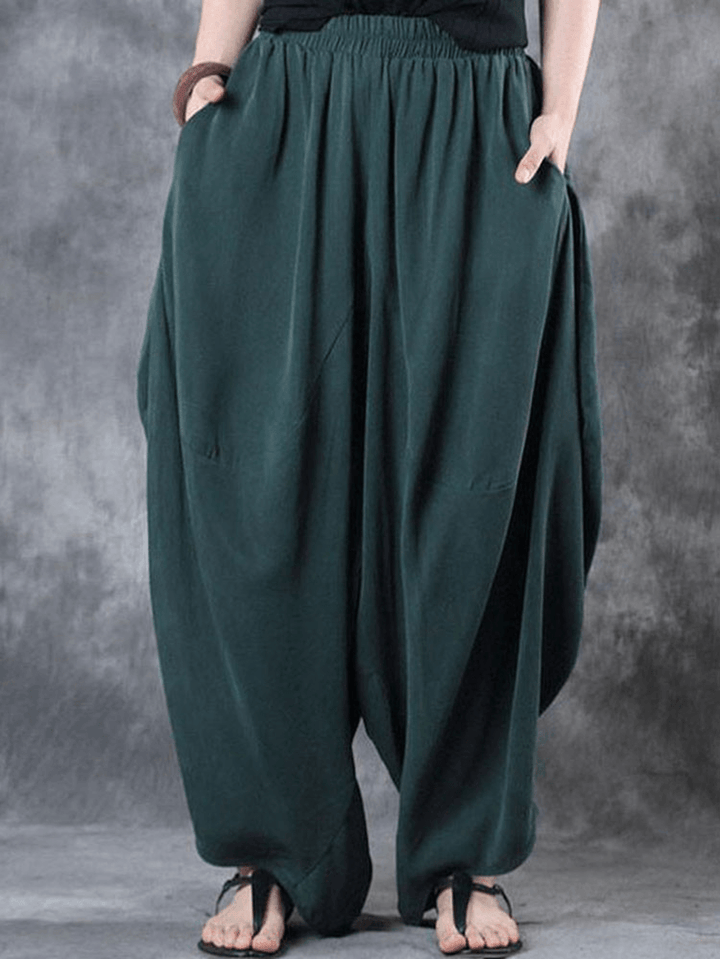 Women High Elastic Waist Loose Harem Baggy Pant - MRSLM