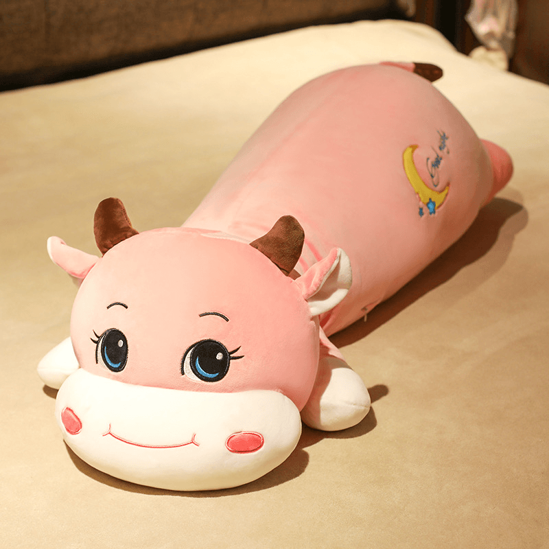 Cute Cow Pillow Baby Long Bed to Comfort Sleeping Cartoon Animal Doll Baby Children