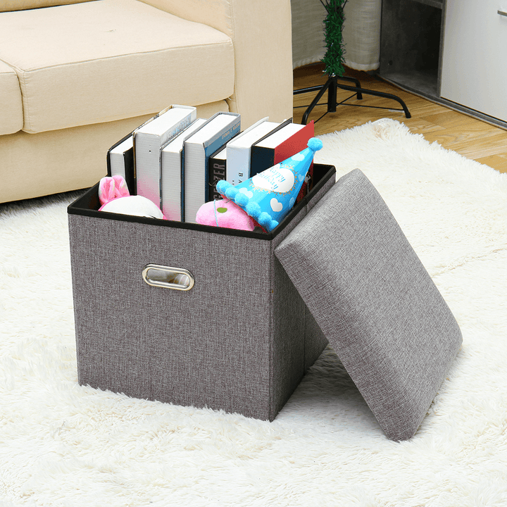 Folding Storage Box Stool Multifunctional Sofa Ottoman Footrest Footstool Square Chair for Home Office