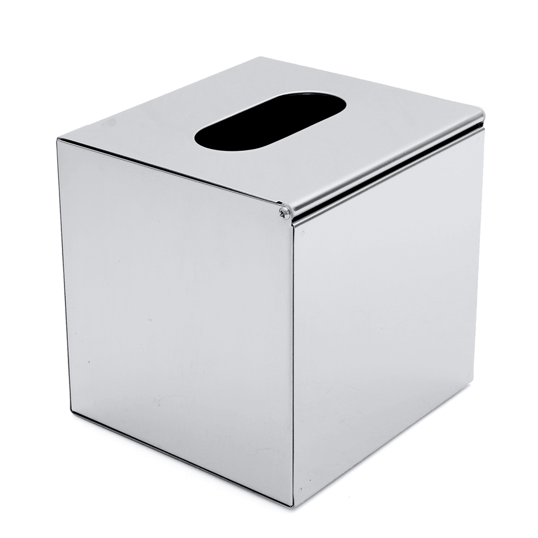 Chrome Coloured Cube Square Tissue Box Holder Cover Box Napkin Bathroom Organizer