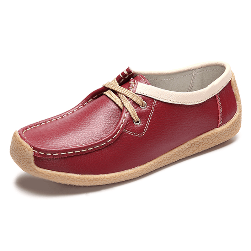 Breathable Walking Leather Flat Shoe - MRSLM