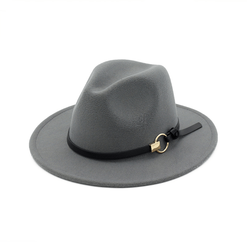 Simple Belt Flat Brim and Big Rim All-Match Jazz Hat